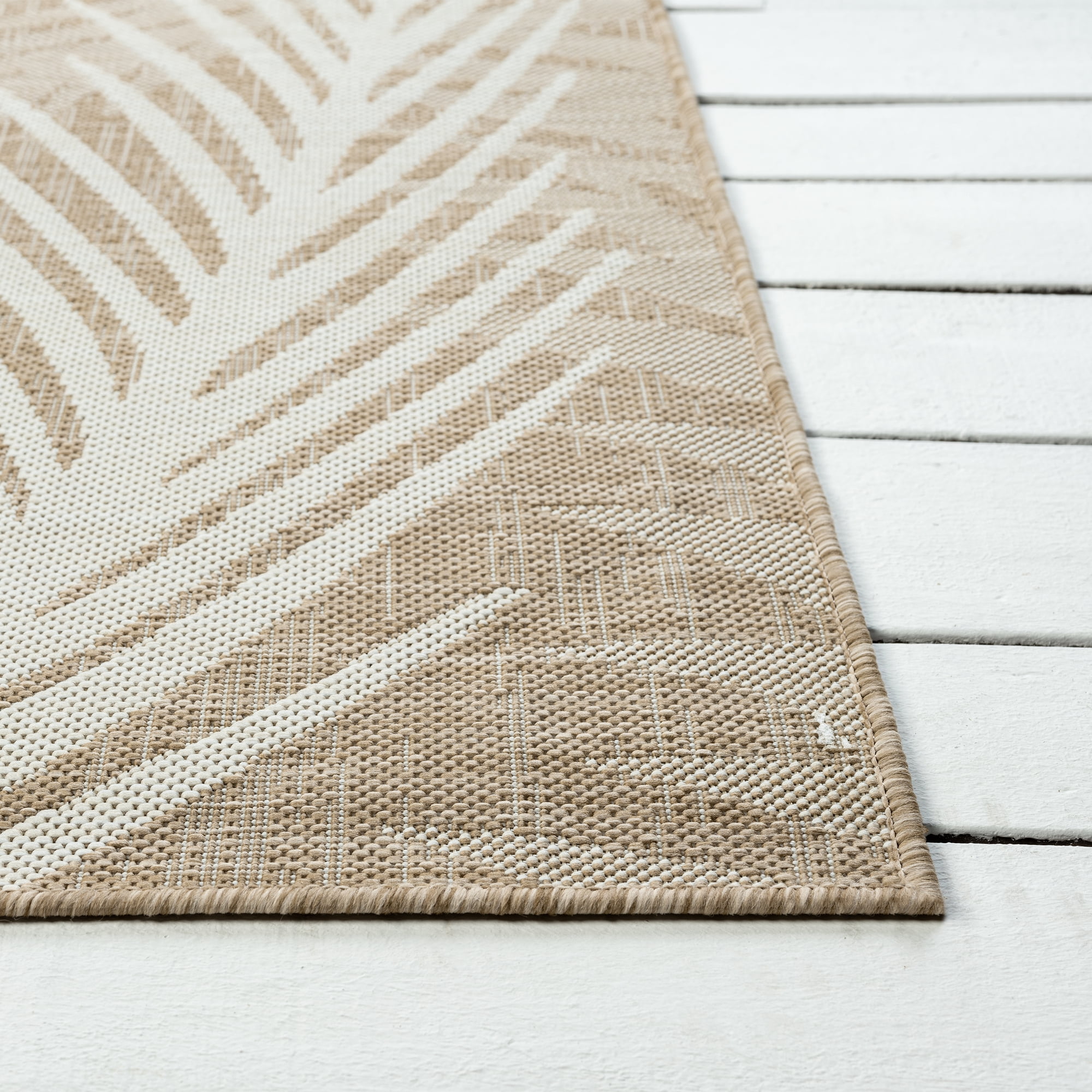Ox Bay Carmindy Tropical Palms Indoor/Outdoor Area Rug, Beige/Ivory, 6'6" x 9'
