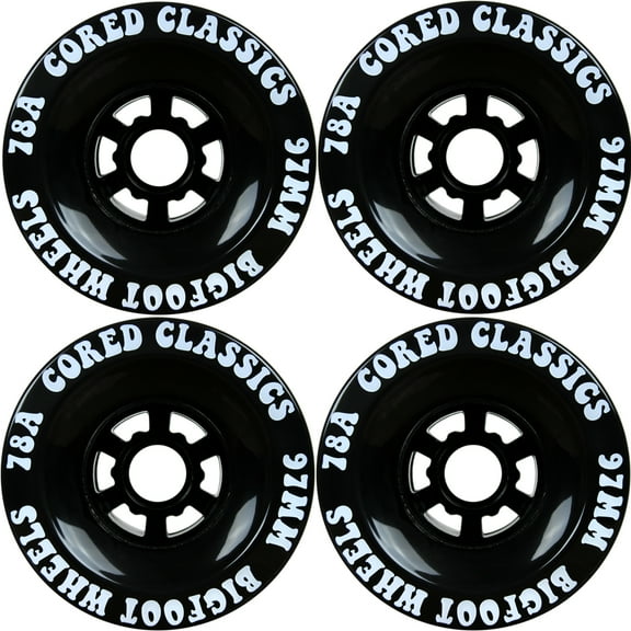 Bigfoot Longboard Wheels 97mm 78a Cored Classics Black (Set of 4)
