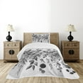 thumbnail image 3 of Ambesonne Grey Quilted Bedspread Set 2 Pcs, Modern Futurist Leafy Floral, Twin Size, Pearl Charcoal Grey, 3 of 4