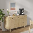 thumbnail image 4 of Modern Farmhouse Buffet Cabinet, 4-Doors 3-Drawers Wood Coffee Bar Cabinet with Adjustable Shelves, Natural, 4 of 9