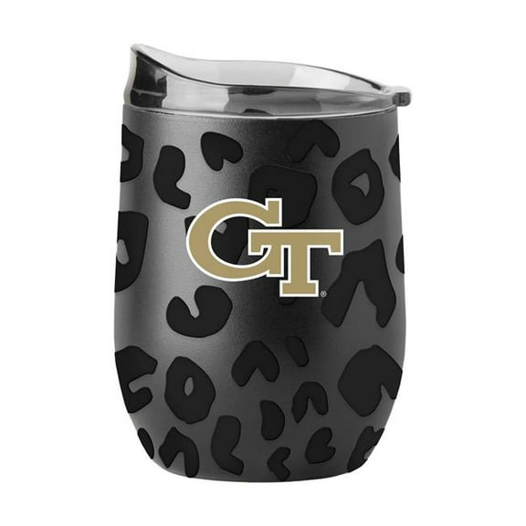 Logo Brands  GA Tech Leopard 16 oz Black Powdercoat Curved Beverage