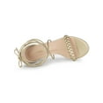 thumbnail image 4 of BLISSFUL STEP Women Woven Strap Lace Up Strappy Stiletto Heel Sandals Gold 9, 4 of 7