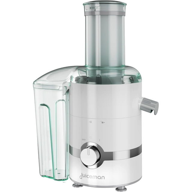 Juiceman® 3-in-1 Electric Juicer, Blender & Pulp Extractor – 2 L Removable Pulp Container & 24 oz Portable Blending Jar – White (Model JM3000C) – New (Open Box)