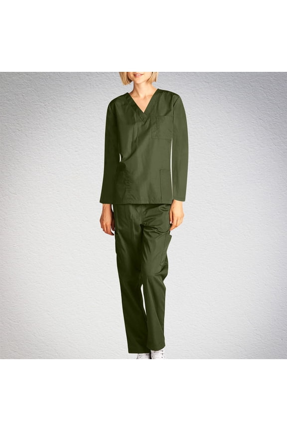 Outfits for Women Casual Outfits Fall Winter Outfits for Women Pajamas Suit Solid Long Sleeve V-Neck Pullover Tops and Pants Fall Outfits for Women Cyber_Monday