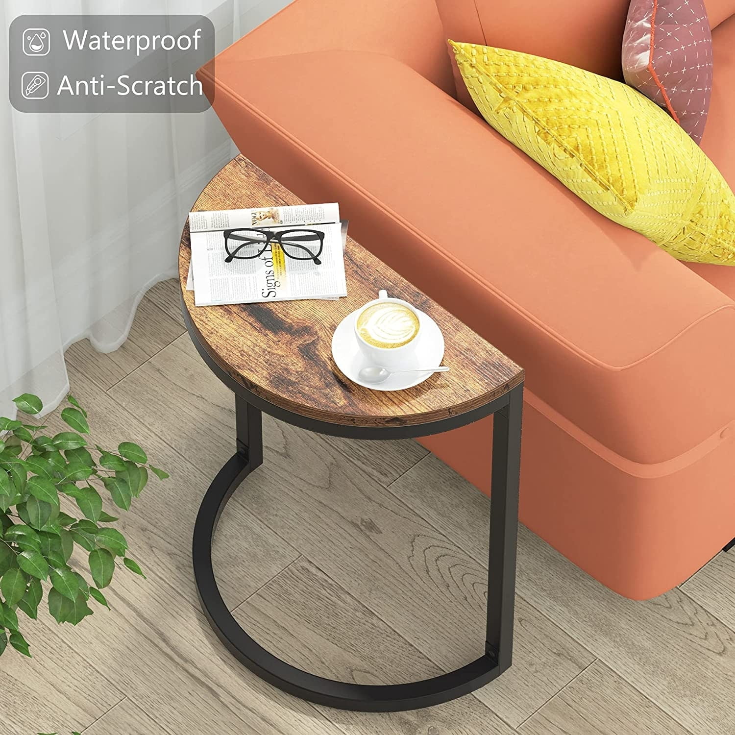 Semi Circle End Table Small Half Round Side Tables 1pcs