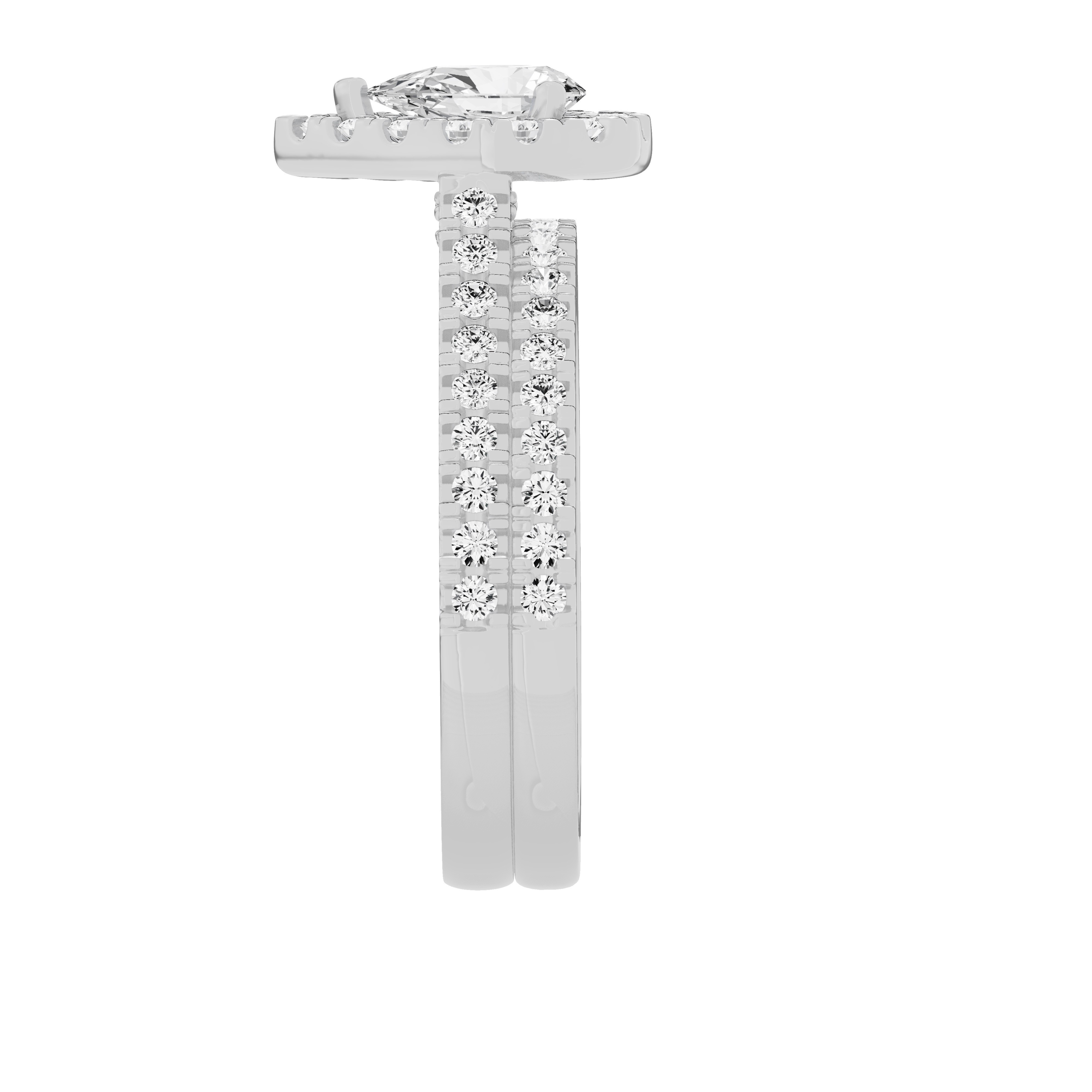 Unique Moments Lab Grown 1.50 Carat Diamond Pear Solitaire Bridal Set, Engagement Ring for Women 10K White Gold