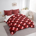 thumbnail image 3 of Feelyou Cartoon Christmas Socks Bedding Comforter Set 7-Piece for Teen, Santa Claus King Bedding Sets, Black Red Buffalo Plaid Reversible Bed Sheets, Breathable Home Decor, 3 of 7
