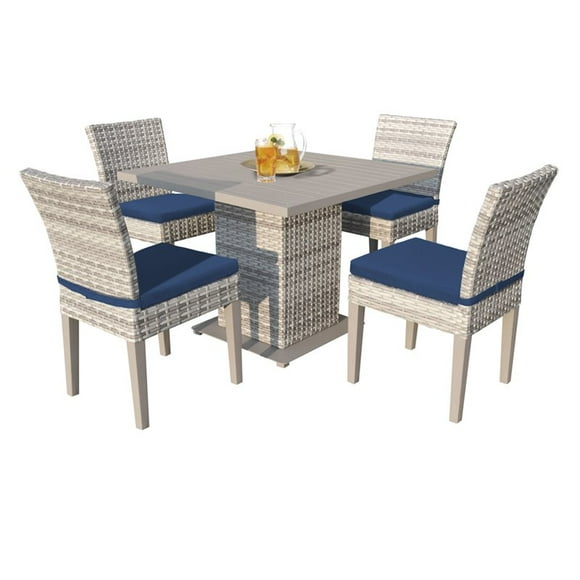 Table de Salle à Manger Fairmont 40 Po avec 4 Chaises Sans Bras en Bleu Marine