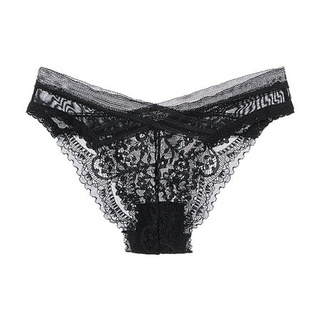 

NECHOLOGY Seamless Thongs For Women Underwear Lady Low Waist Thong Lace Tangas Solid Color Lollipop Womens Cotton Briefs Underpants Black Large