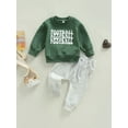 thumbnail image 2 of Bagilaanoe 2Pcs Toddler Baby Boy Long Pants Set Rugby Letter Print Long Sleeve Sweatshirt Pullover Tops+ Trousers 6M 12M 18M 24M 3T Kids Casual Sweatsuit, 2 of 9