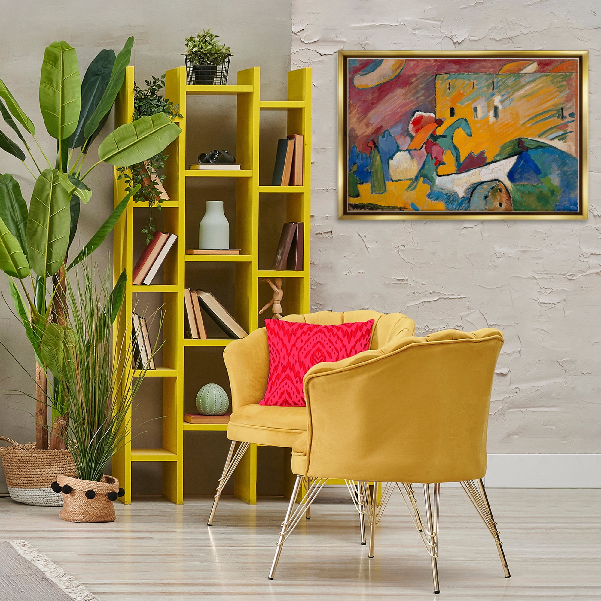Stupell Industries Kandinsky Improvisation Classic Abstract Painting Gold Floater Framed Canvas Art Print Wall Art, 31 x 21