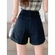 thumbnail image 4 of Pantalones cortos vaqueros con puños para mujer, estilo japonés, holgados, con bolsillos, cintura alta, estilo retro, elegantes, estilo Harajuku, 4 of 6