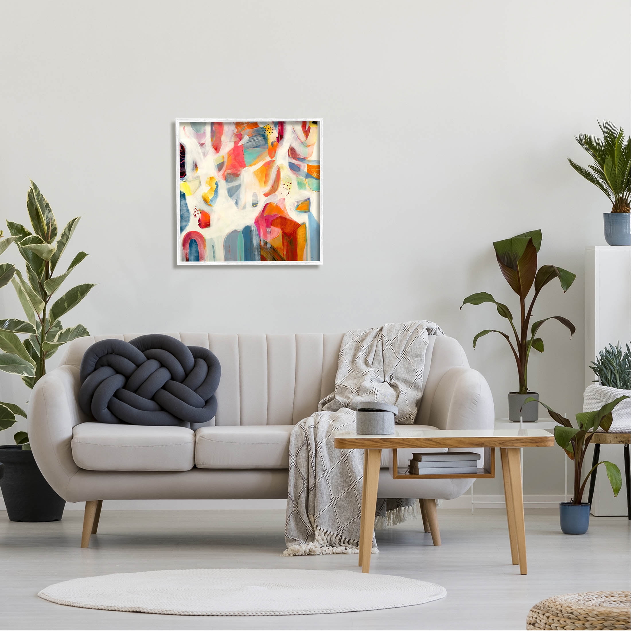 Modern Mixed Shapes Assortment Abstract Painting White Framed Art Print Wall Art