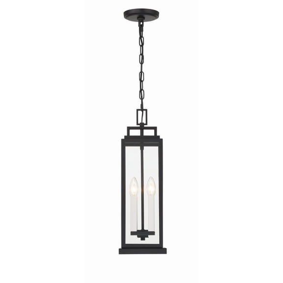 Crystorama Aspen 4 Light Matte Black Outdoor Pendant - 6.5"W x 20.5"H x 6.5"D