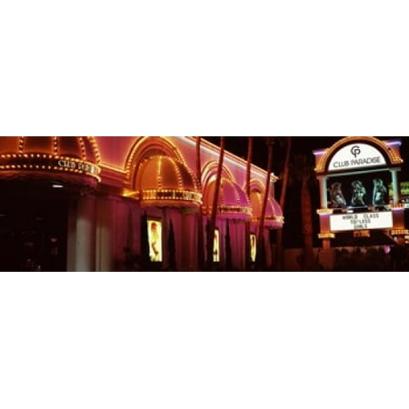Strip club lit up at night Las Vegas Nevada USA Canvas Art - Panoramic Images (36 x