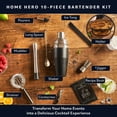 thumbnail image 2 of Juego de bar Bartender Kit Home Hero de 10 piezas con soporte de madera, 2 of 8