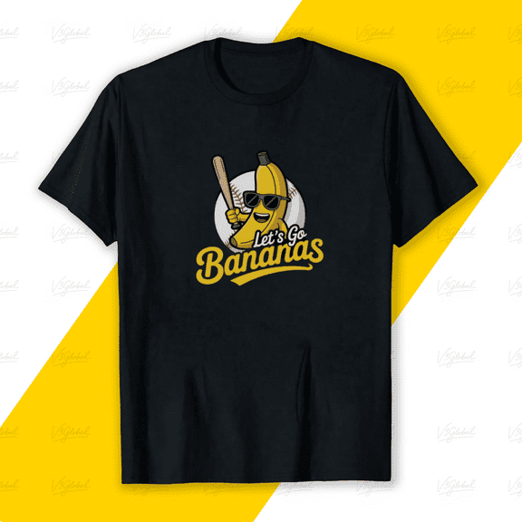 Bananas Baseball Toddler Funny Mascot Let's Go Fan Tee Unisex T-Shirt, up to size 5XL