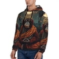 thumbnail image 3 of Kdxio Banana Leaf Meditating Gorilla Print Mens Casual Hooded Collar Drawstring Hoodies Pullover Sweatshirts Casual Long Sleeve Shirts-X-Large, 3 of 7