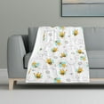 thumbnail image 2 of Bee Throw Blanket, 40" x 30" Flannel Cute Bees Themed Printed Stuffed Animal Plush White Blankets, Soft Nap Throw Blanket for Home Boys Girls Women Bee Lovers Gifts, 2 of 6