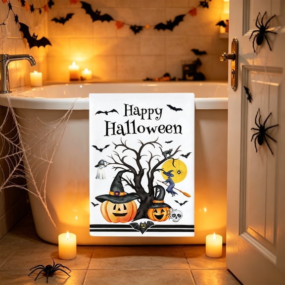 WWC Halloween Kitchen Towel, 24x16 inch Halloween Decor Soft Quick Dry Cloth Tea Towel, Absorbent Dish Towel for Fall Holiday Kitchen