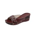 thumbnail image 1 of Women Summer Mid Heel Wedge Sliders Casual Peep Toe Buckle Slippers Shoes, 1 of 3
