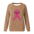 thumbnail image 3 of WREESH Women's Breast Cancer Awareness Sweatshirt Hand Pink Ribbon Graphic Long Sleeve Casual Top Khaki, 3 of 5