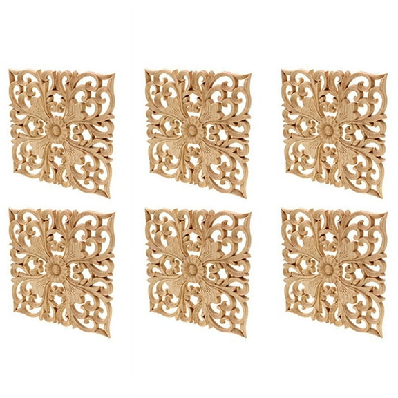 6X Wooden Decal Supply European-Style Applique Real Wood Carving Accessories and Retail.Woodcarving