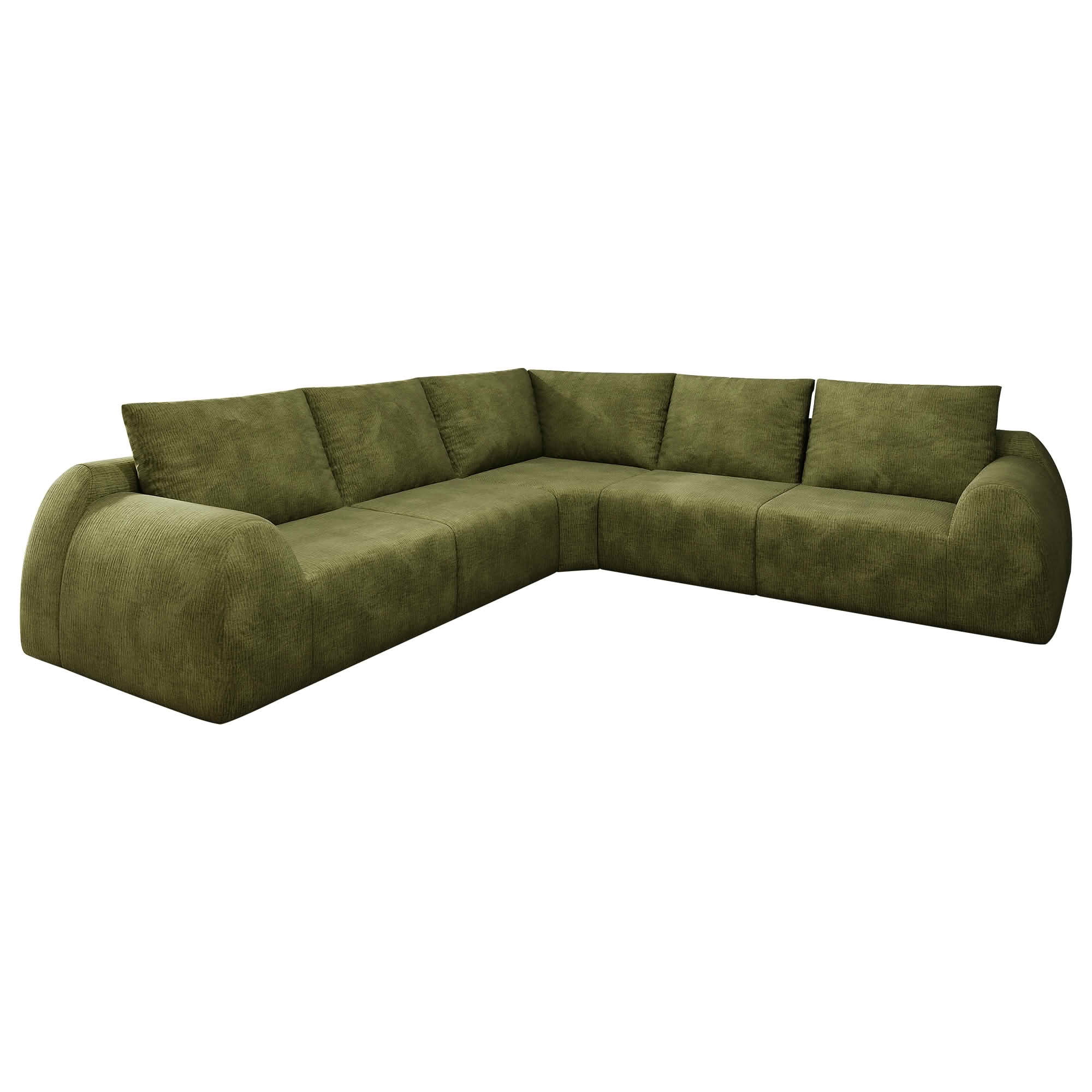 MAYEERTY 105" V Shaped Modular Cloud Sectional Sofa, 5 Seats Vacuum Compressed Chenille Couch, No Assembly Required Oversized Fabric Sofa