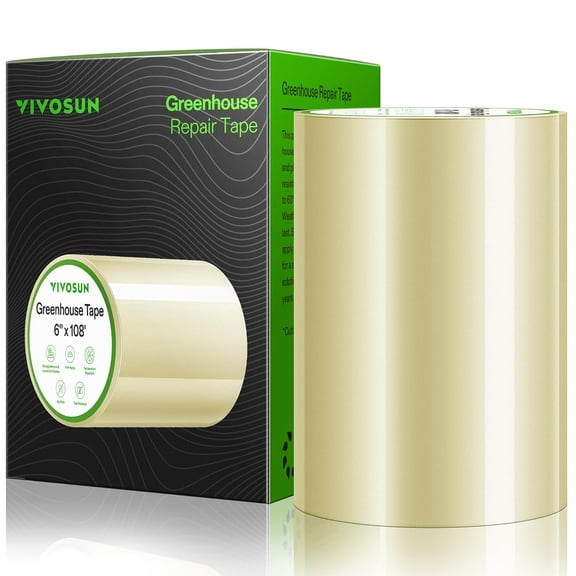 VIVOSUN Greenhouse Repair Tape, 6.3 mil 6" x108' Weatherproof Clear Poly Patch Tape, Heavy Duty Greenhouse Sheeting Coverings Film Tape for Plastic Sheeting and Tents
