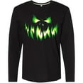 thumbnail image 3 of Inktastic Viciously Grinning Pumpkin Face in Lime Green Glow Long Sleeve T-Shirt, 3 of 5