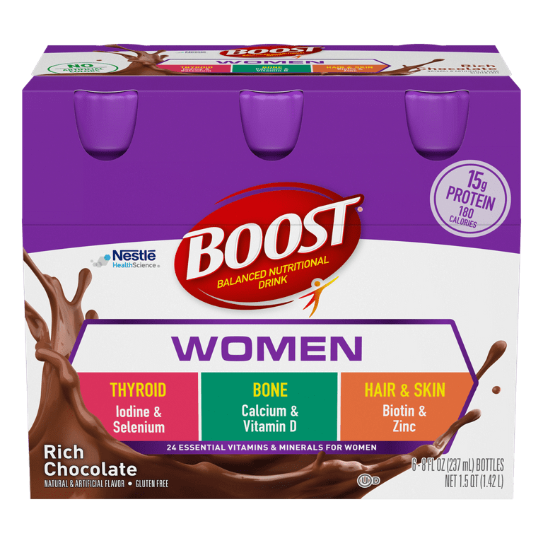 BOOST Women Nutritional Drink Rich Chocolate 15g Protein 6 8 fl oz Bottles