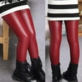 thumbnail image 3 of Hicidod Leggings for Girls Fall Winter Fleece Lined Thermal Leather Tights Waterproof Fashion Solid Color Stretchy Pants, 3 of 7