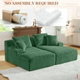 thumbnail image 4 of Muumblus Oversized Double Chaise Lounge Chair, Modern Indoor Boneless Cloud Sofa, Plush Corduroy Upholstered Modural Sectional Sleeper Couch for Living Room Apartment, Dark Green, 4 of 9
