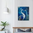 thumbnail image 4 of ONETECH Peacock Canvas Wall Art Blue and White Peacock Couple Pictures Elegant Animal Prints Romantic Kiss Artwork for Living Room Bedroom Wall Decor Ready to Hang, 4 of 5