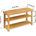thumbnail image 2 of Bamboo Shoe Rack Bench, 3-Tier Shoe Organizer Storage Shelf for Entryway Hallway Bathroom Living Room (Natural), 2 of 17