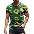 thumbnail image 2 of DPTALR T-Shirt à Manches Courtes pour Hommes, Col Rond, Impression Numérique 3D Fleur, Pull de Sport Entraînement Physique, 2 of 5
