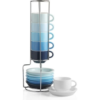 Gibson Soho Lounge Stackable Glass Espresso Cups with Rack, Glass, 4-Piece