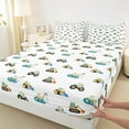 thumbnail image 3 of Manfei Excavator Bulldozer Twin Sheet Sets,Construction Vehicles Twin Fitted Sheet,Yellow White Blue Flat Sheet For Boys Kids,Super Cozy Room Decor,3pcs, 3 of 7