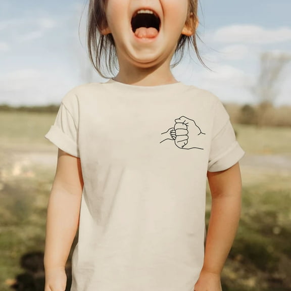 XIMIN Dad&Me Letter Print Shirts Personalized Bordado Shirt T-Shirts Funny Tops Short Sleeve Casual Tees for Toddler Baby Boys Girls Fathers Day (9-10 Years, Beige)