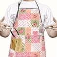 thumbnail image 2 of Pioneer Flower Floral Print Pattern Cotton Linen Apron with Pockets, Waterproof Adjustable, 33x27 Inch for Kitchen, Gardening, BBQ, Salon, 2 of 6