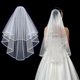 thumbnail image 2 of Velo de novia de tul corto Simple, de dos capas con peine velo de novia, blanco marfil, accesorios de boda, 2 of 3