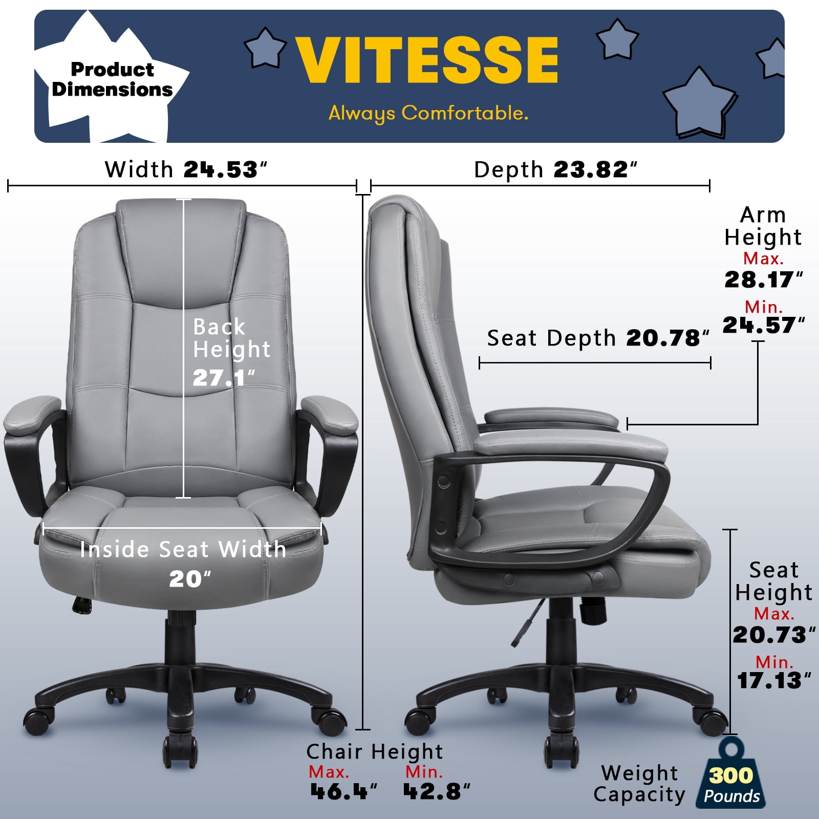 Bossin Big and Tall Home Office Computer chair for Adults, High Back Desk Chair for Heavy Duty 400 LBS