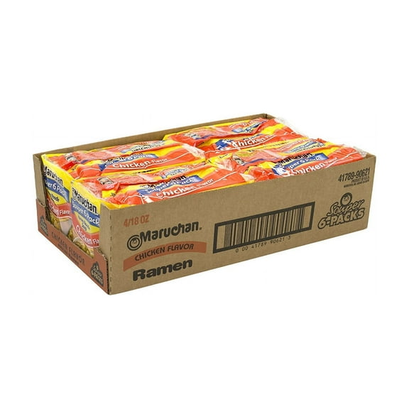 MARUCHAN Ramen Noodle Soup Chicken Flavor Souper 6 Pack, 4 Count (24 Packs)