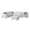 thumbnail image 2 of 8 - Piece Chenille Fabric Upholstered Sectional With Console & Ottoman-Beige, 2 of 14