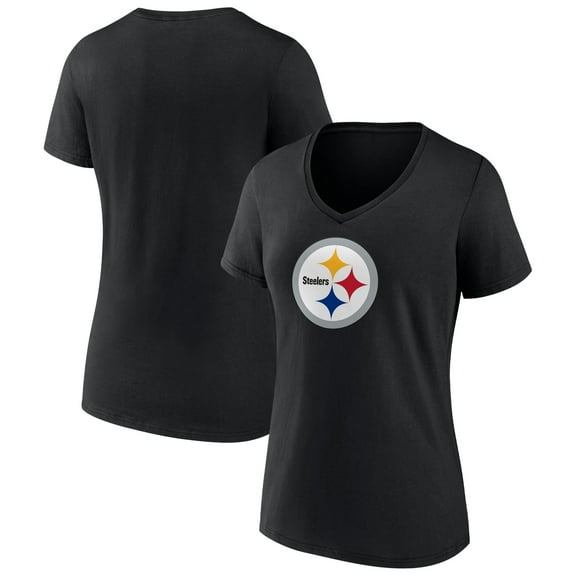 Women's Black Pittsburgh Steelers Primary Team Logo V-Neck T-Shirt