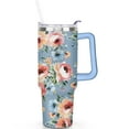 thumbnail image 2 of 40oz Pioneer Tumbler with Handle Lid and Straw,Colorful Floral Tumblers Gifts for Women Girls Men Adults（Light-blue）, 2 of 7