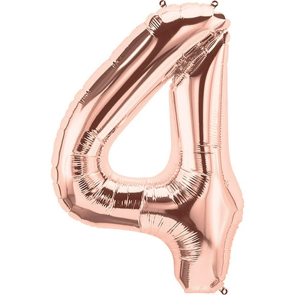 34 inch Number 4 - Northstar - Rose Gold Foil Mylar Balloon - Party Supplies Decorations