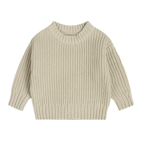 HAiming Toddler Baby Girl Boy Knit Sweaters Fall Winter Solid Long Sleeve Crewneck Pullover Casual Loose Jumper Tops