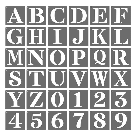 Uxcell 5 Inch Numbers Craft Stencils, 36 Pcs Letter Stencils Alphabet Reusable Plastic Kit for Painting on Wall, Wood, Fabric