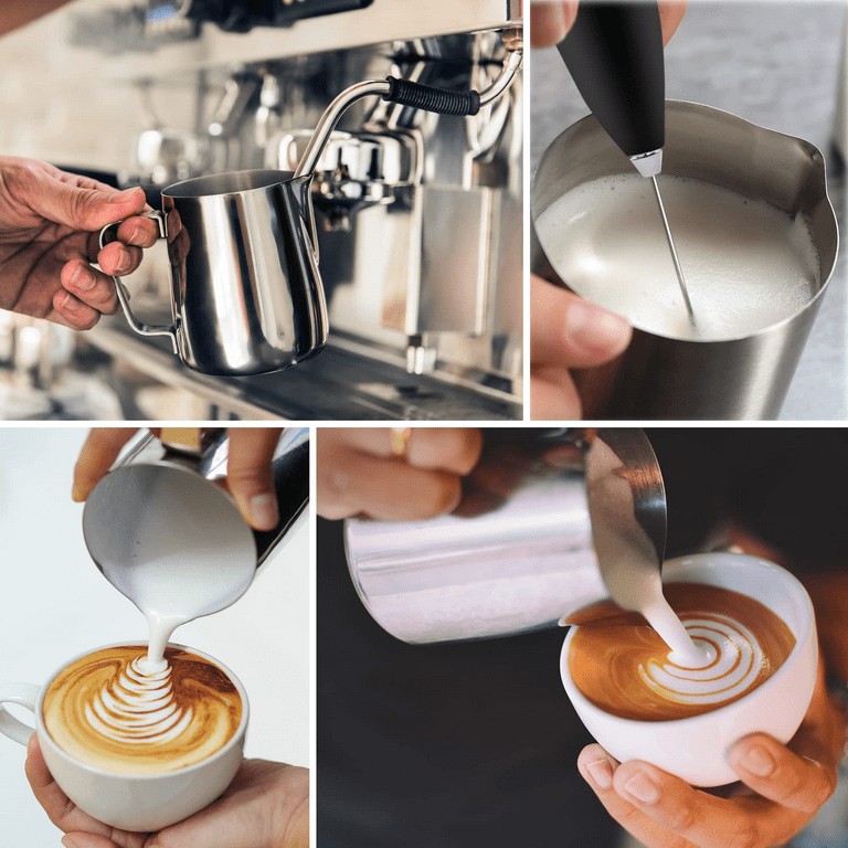 Frothing Pitcher Best Milk Frother Steamer Cup - Easy to Read Creamer Measurements Inside - Foam Making for Coffee Matcha Chai Cappuccino Latte & Hot
